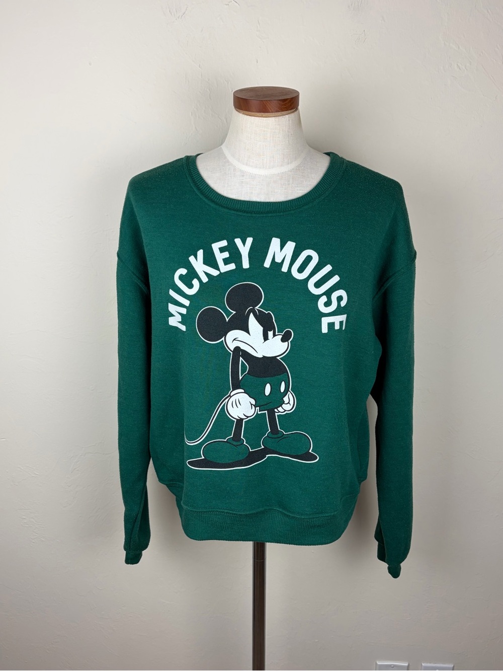 Disney Retro “Angry Mickey Mouse” Crewneck Sweatshirt - Dark Green